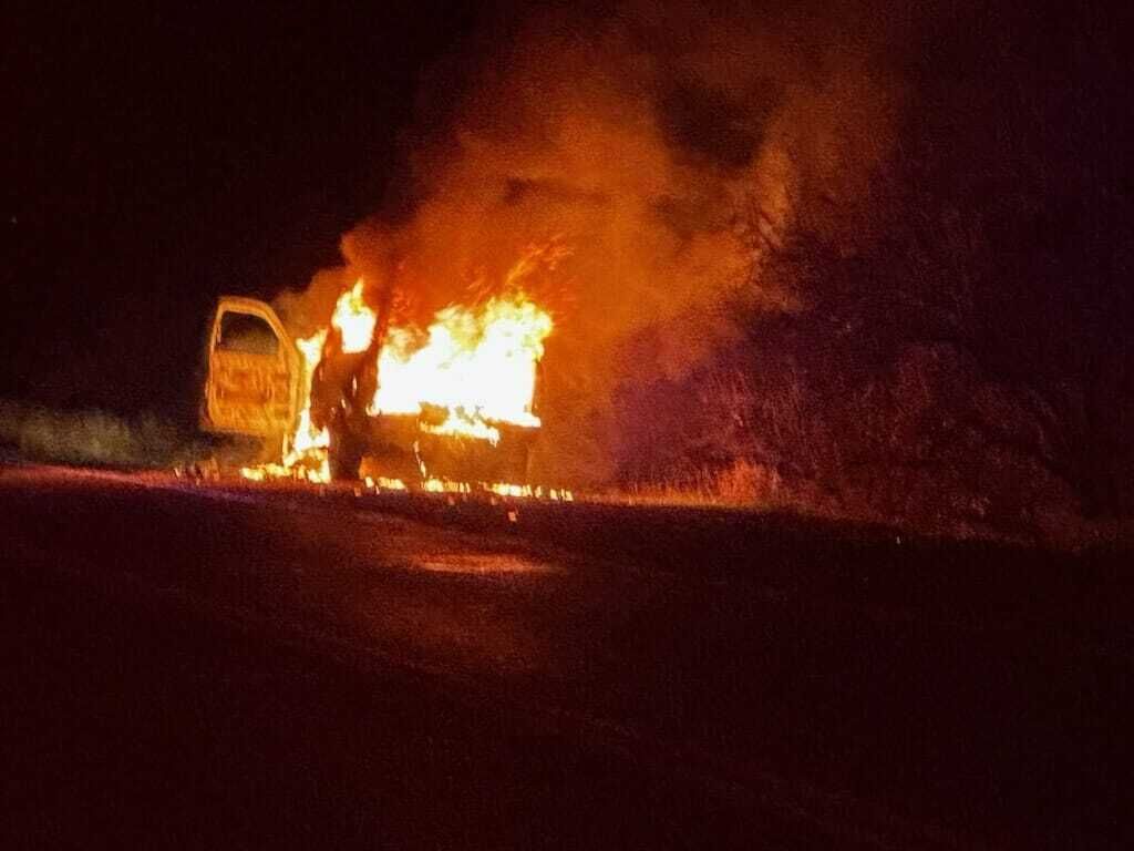 A vehicle burns on I-17