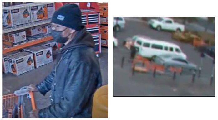 Surveillance images of a credit card fraud suspect and their vehicle