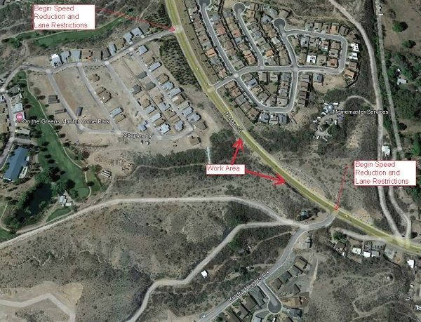 Construction map of lane restrictions on Cottonwood