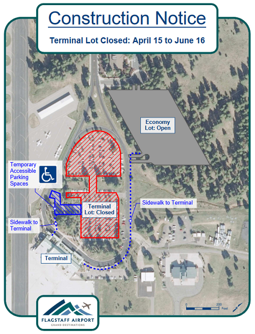 Map of Flagstaff Airport parking lot closure