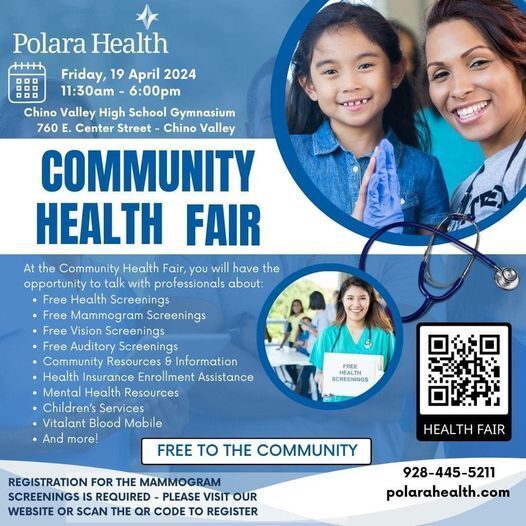 Flyer for Polara Health's Chino Valley Community Health Fair