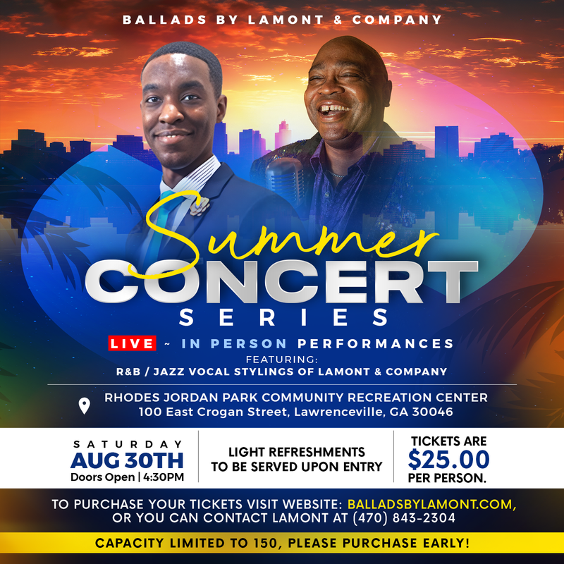 A poster for a summer concert series with two men on it