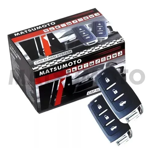 Caja de sistema de alarma para automóvil Matsumoto con dos llaveros remotos.