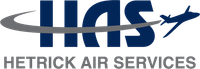 A blue and gray logo for hetrick air services
