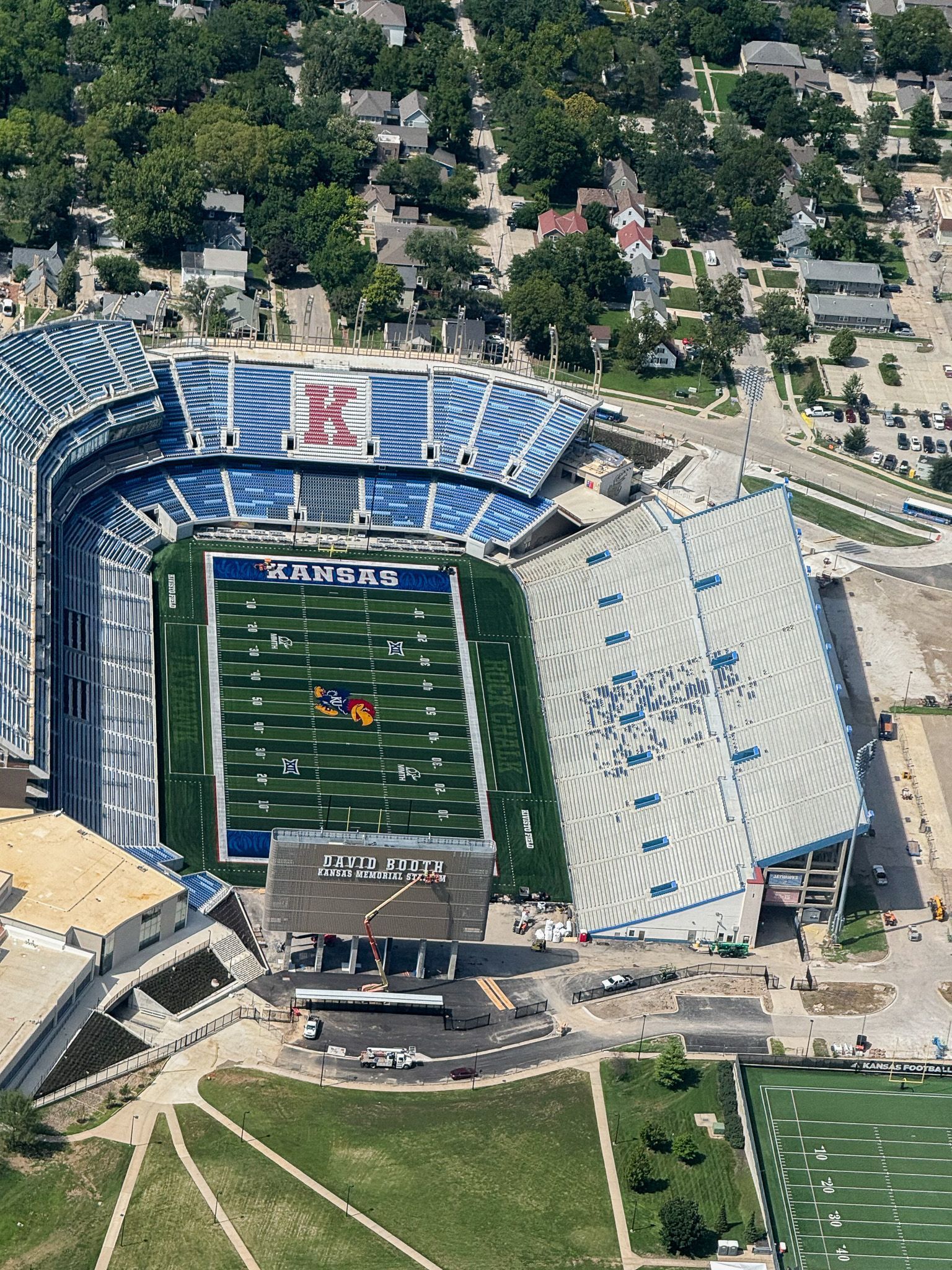Flight tour by Hetrick Air Service  of the KU Football Stadium under construction view from the south.