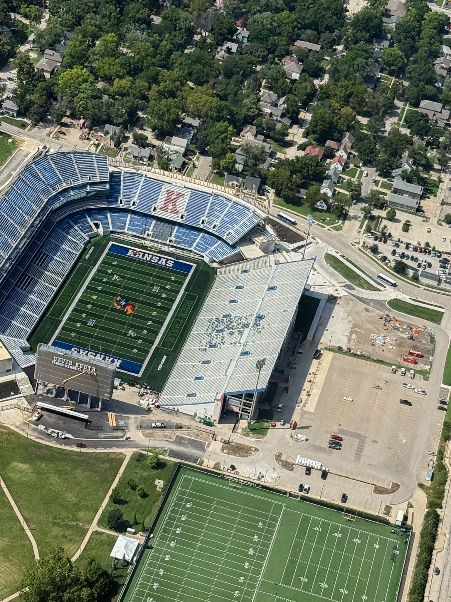 Flight tour by Hetrick Air Service  of the KU Football Stadium under construction view from the south.