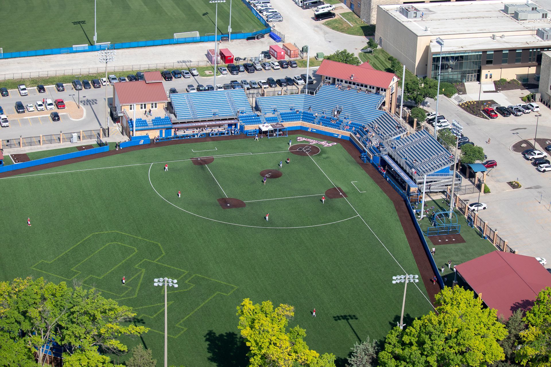 University of Kansas baseball game Aerial Photography by Hetrick Air Service in Lawrence 