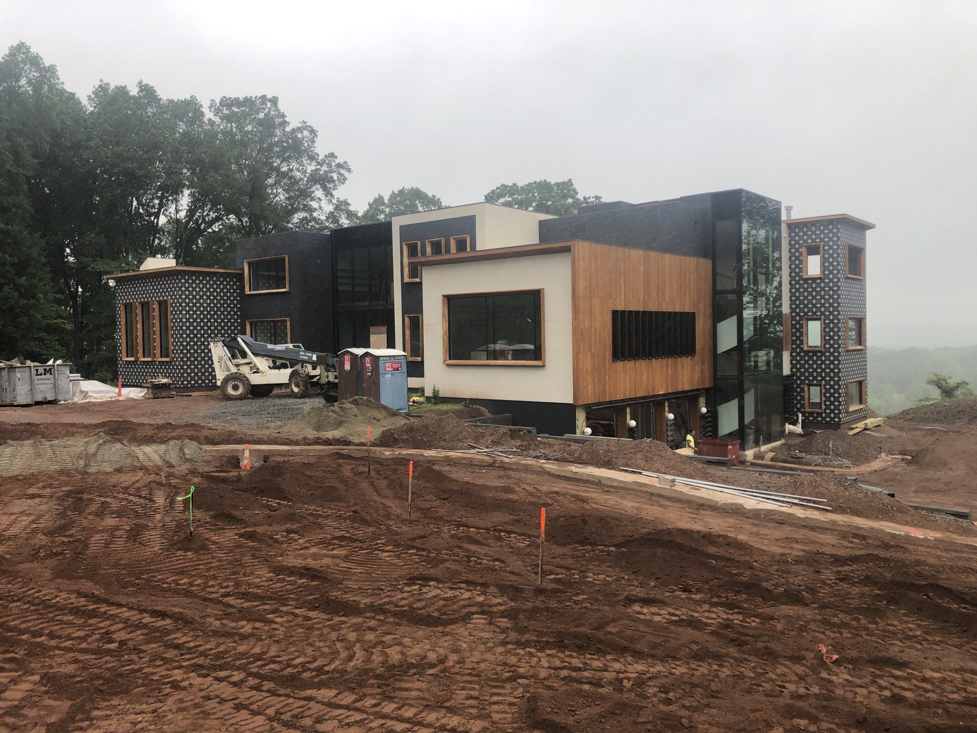 Luxury residential build in Bernardsville under construction with wood panel design
