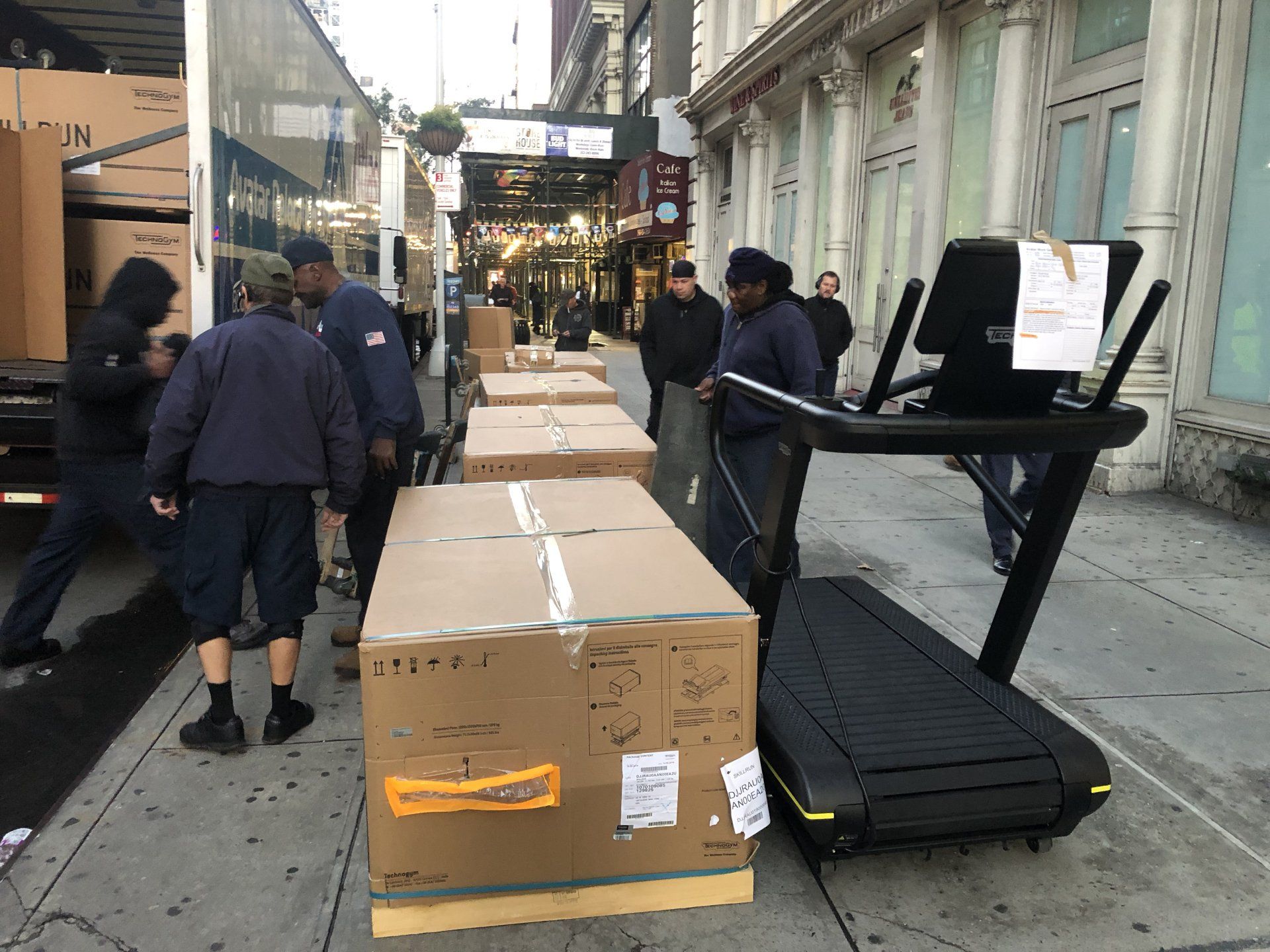 Gym equipment installation in progress at Rumble Fitness with treadmills