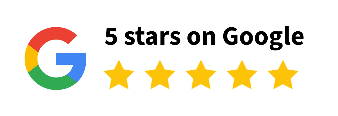 A google logo with five stars on it.
