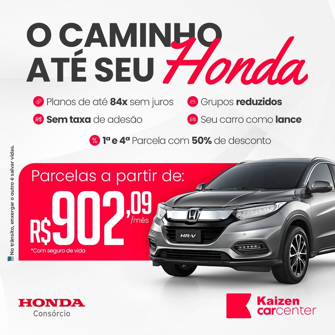 Anúncio de carro Honda com uma mulher segurando chaves e um carro. 