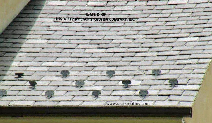 Slate roof installed by Jack's Roofing Company, Inc.
