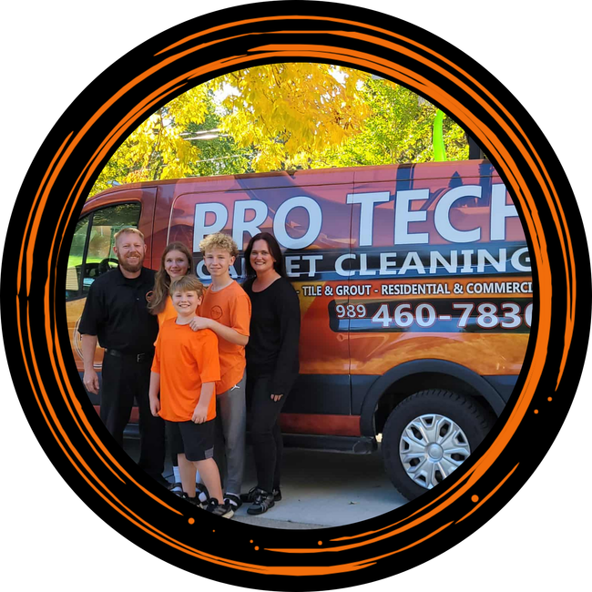 Pro Tech Carpet Cleaning van parked in front of a house on a sunny day. Pro Tech Carpet Cleaning van parked in front of a house on a sunny day.