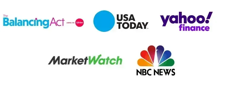 The logos for yahoo finance marketwatch and nbc news