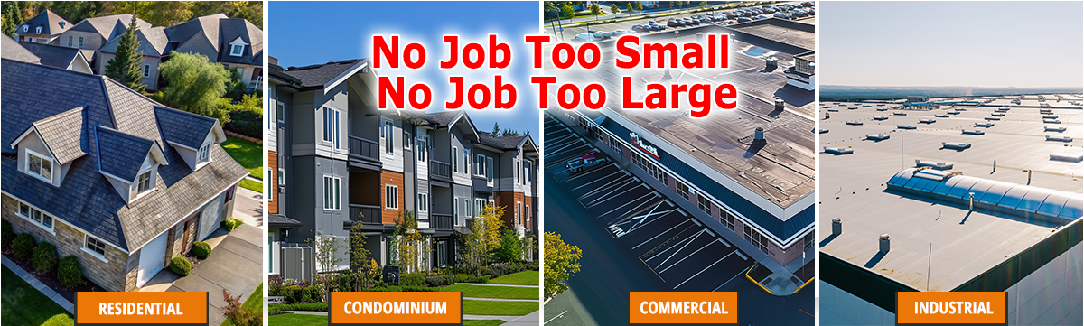 A collage of four pictures with the words no job too small no job too large