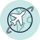 airplane around globe icon