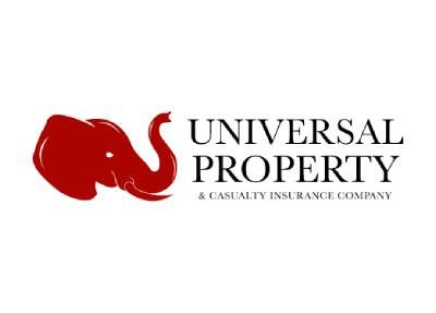 Universal Property & Casualty Insurance Company logo with red elephant icon and black text
