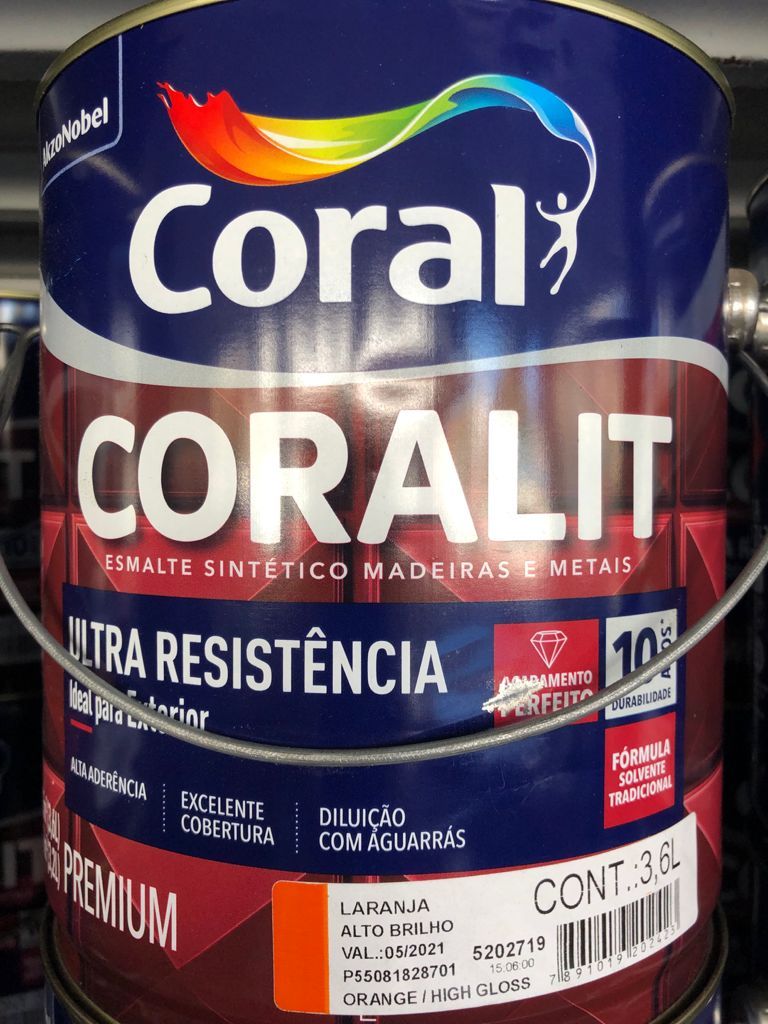 Esmalte Sintético madeiras e Metais da Coral na Casa Aguilar Tintas