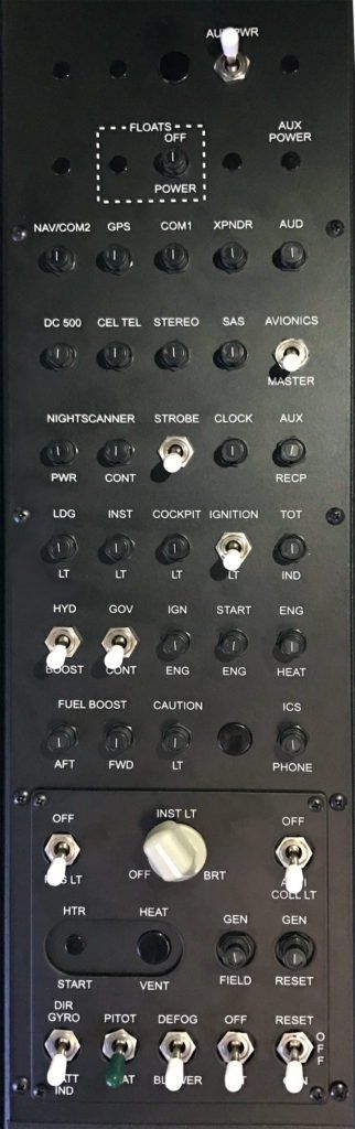 RYAN AEROSPACE Bell 206 / 407. Certified by the FAA as an Advanced Aviation Training Device (AATD simulator) Overhead panel shown.