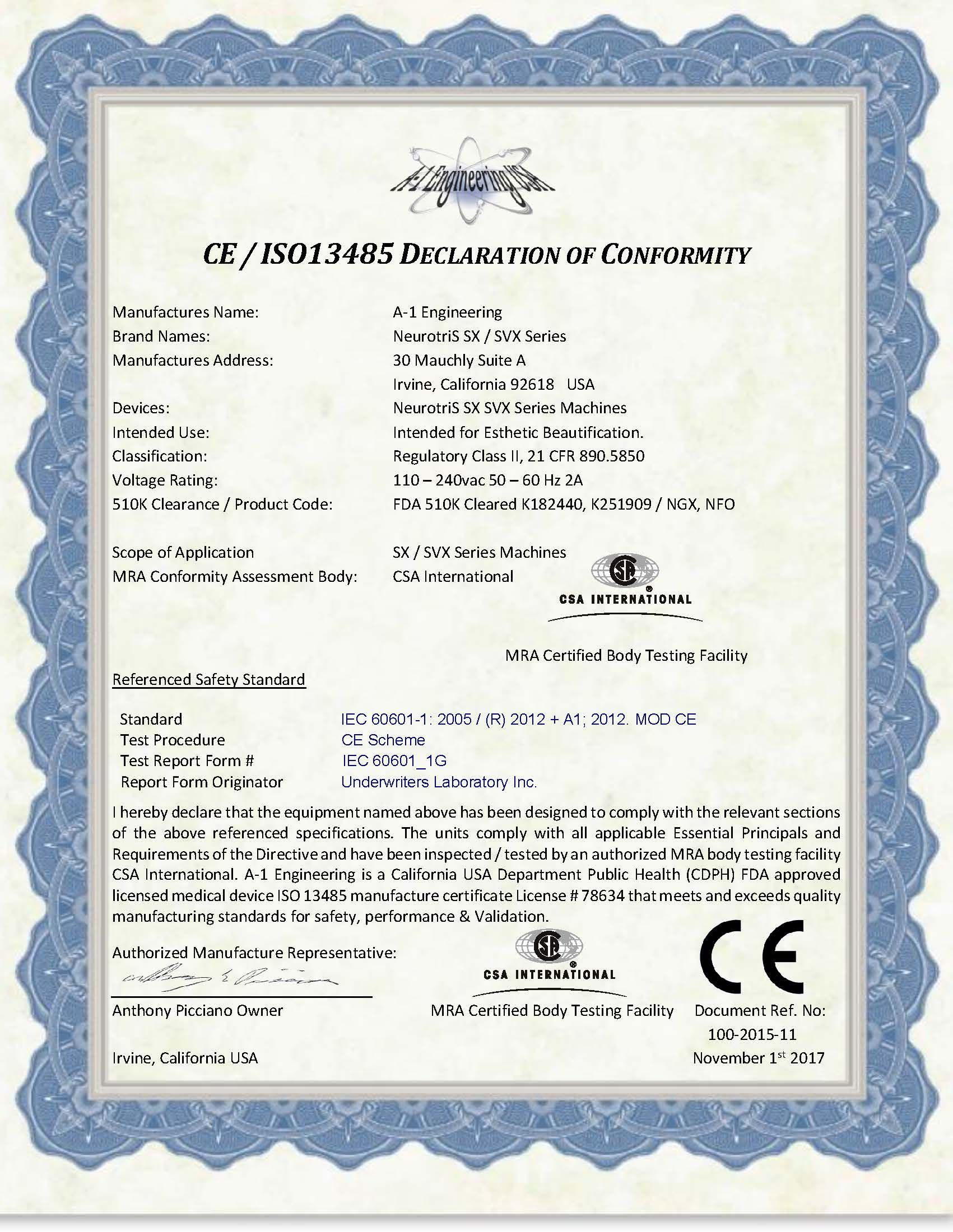 NeurotriS CE Declaration of Conformity.