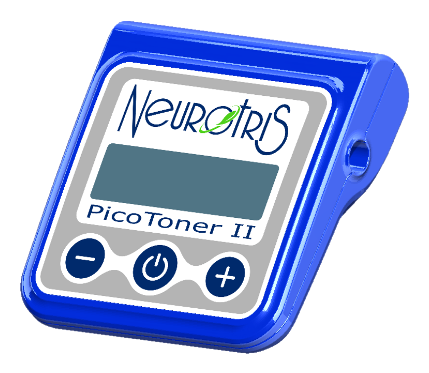 A blue device with the word neurotris on it