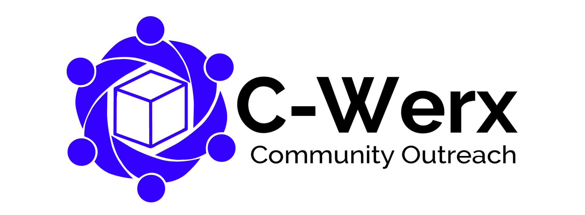 A blue logo for c-werx community outreach