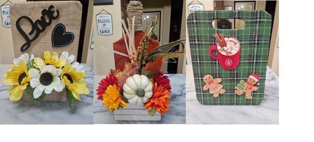 Wooden Cutting Board Decorated Sunflowers and Dots, Decorative