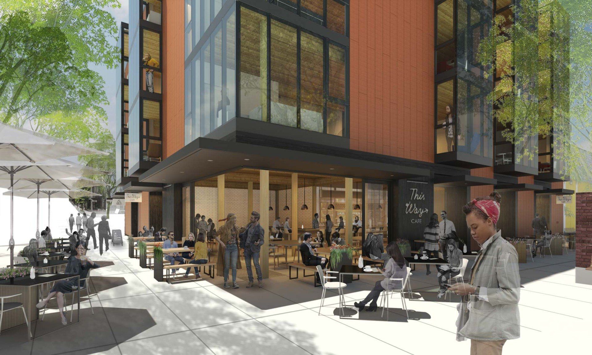 Central Lofts Exterior with restaurant