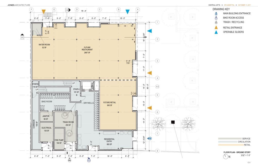 Ground story floor plan - central lofts