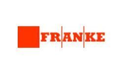 A franke logo with a red square in the middle on a white background.