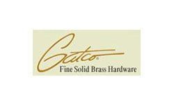 The logo for gato fine solid brass hardware is on a white background.