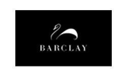 A barclay logo with a swan on a black background