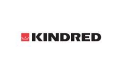 The kindred logo is red and black and has a crown on it.