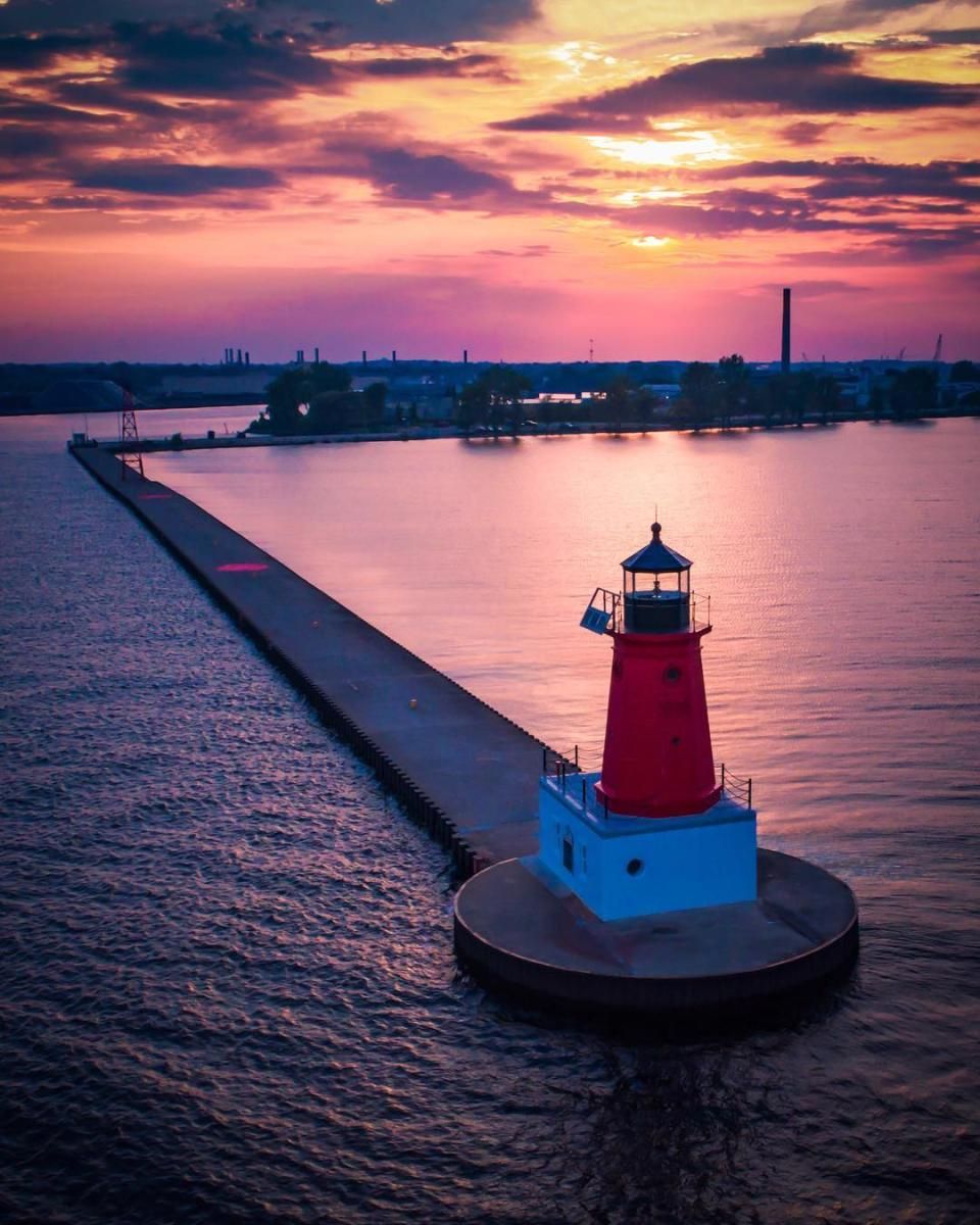 Waterfront lighthouse in Menominee, MI