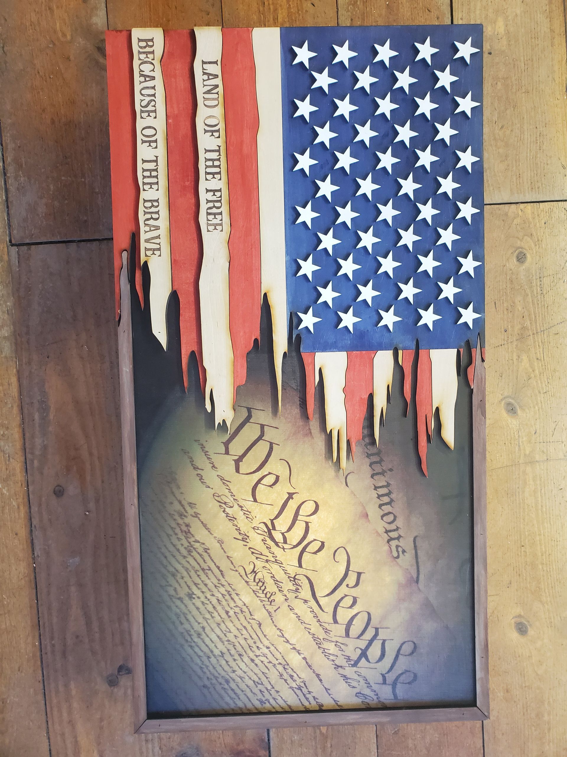 An american flag with the words we the people on it