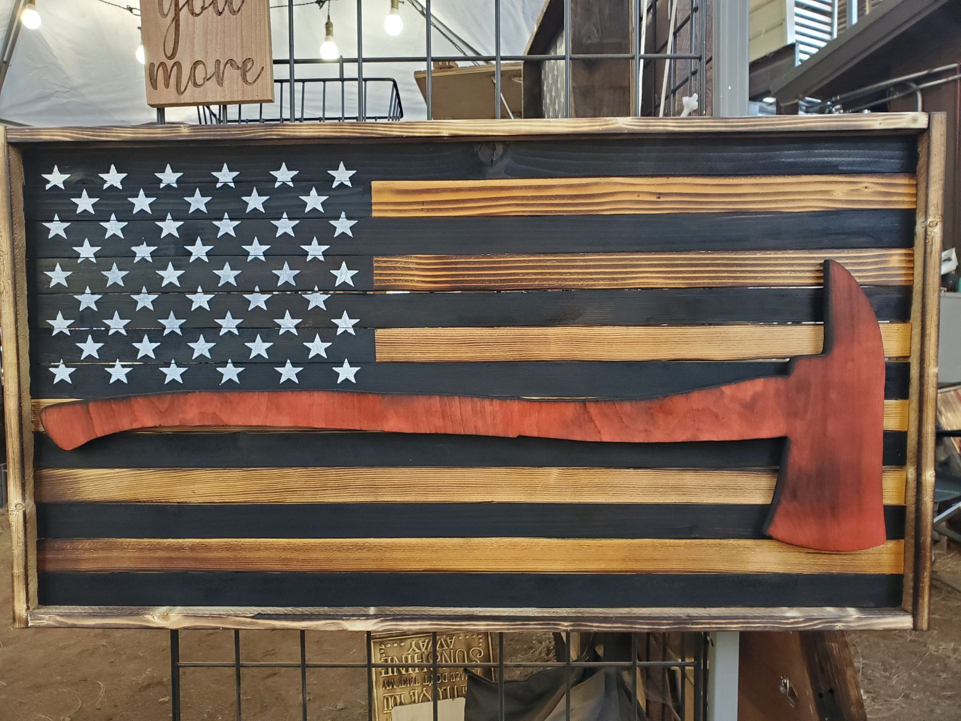 usa fireman flag wall mount