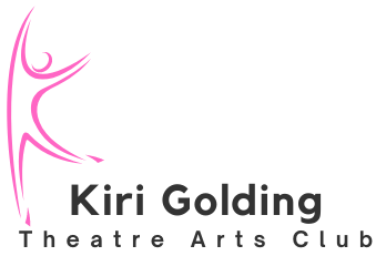 Pink stylized dancer silhouette logo for Kiri Golding Theatre Arts Club.