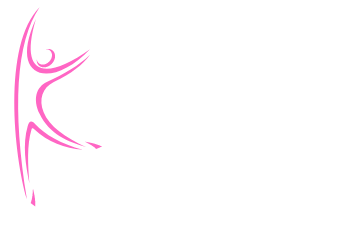 Pink stylized figure with arms raised in a dance pose.