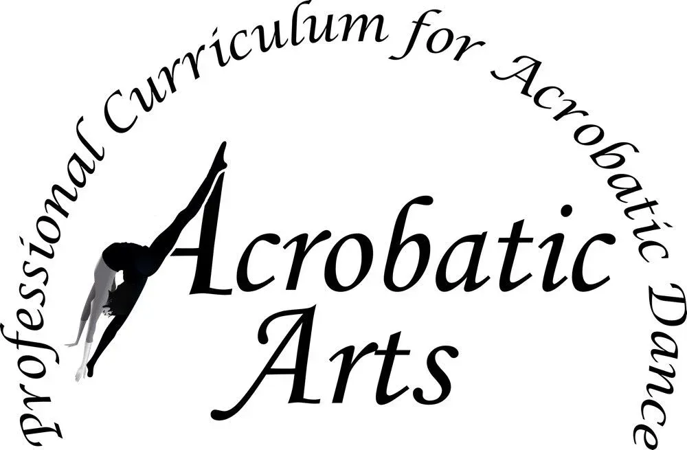 Logo: Acrobat dancer silhouette with 