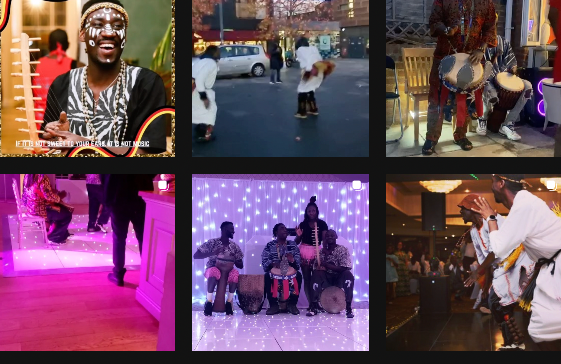 A collage of pictures of people playing drums