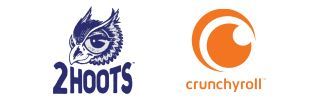 the logos for 2hoots and crunchyroll