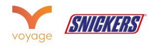 the logos for voyage and snickers