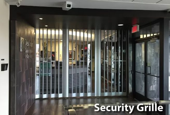 A picture of a security grille in a building