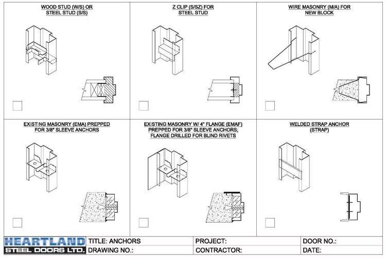 A sheet of paper with drawings of different types of anchors
