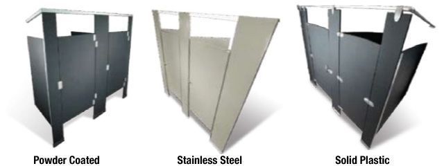 Three different types of dividers are shown including powder coated stainless steel and solid plastic