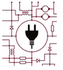 A diagram of an electric circuit with a plug in the middle.