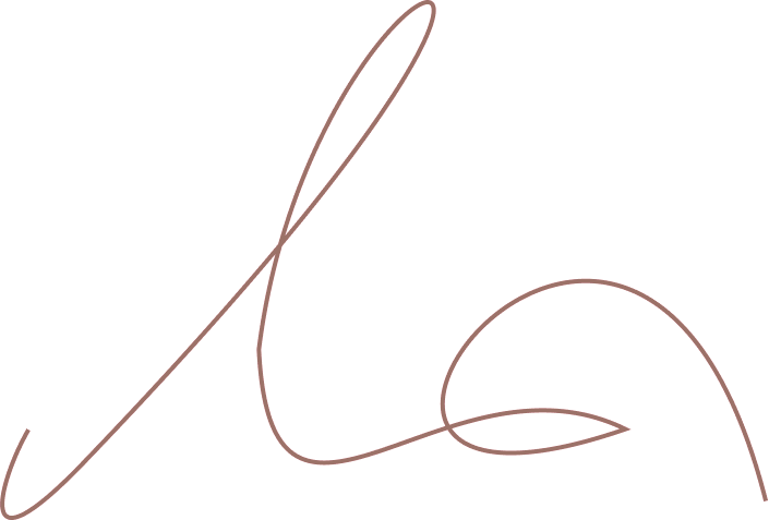 Firma astratta, manoscritta in marrone.