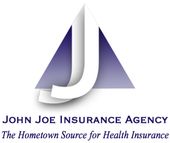 John Joe Insurance Agency logo with purple abstract sail icon and tagline “The Hometown Source for Health Insurance”