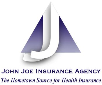 John Joe Insurance Agency logo with purple abstract sail icon and tagline “The Hometown Source for Health Insurance”