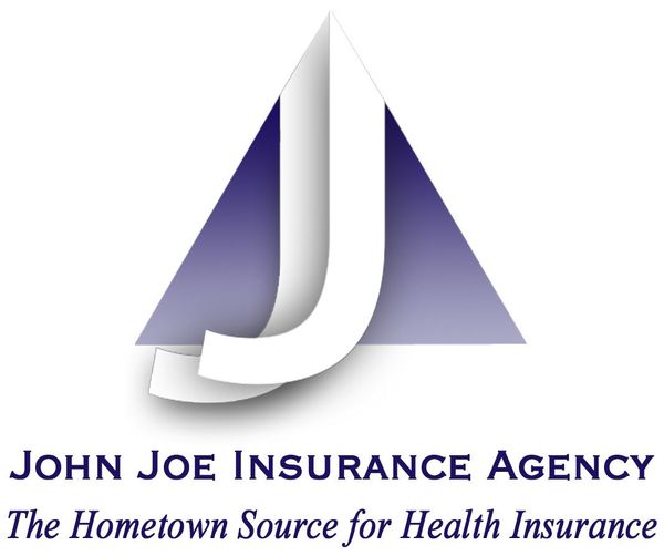 John Joe Insurance Agency logo with purple abstract sail icon and tagline “The Hometown Source for Health Insurance”